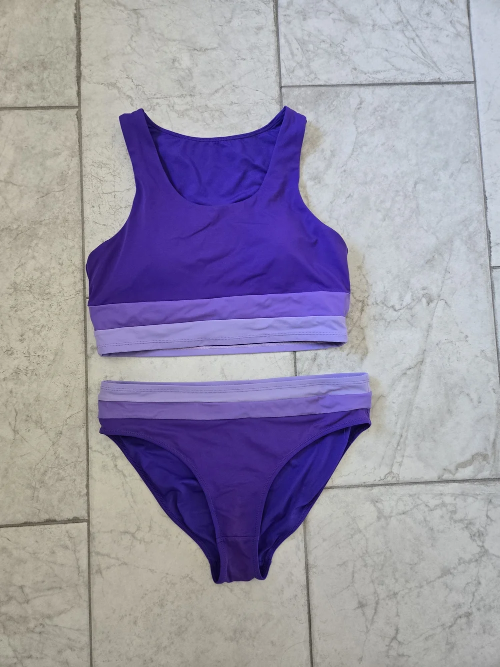 KIAVA Mommy And Me Matching Purple Ombré Two-Piece One-Piece Swim Set